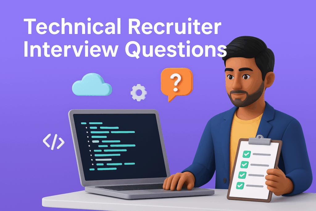 Technical recruiter asking technical screening interview questions to assess candidate skills and hiring knowledge