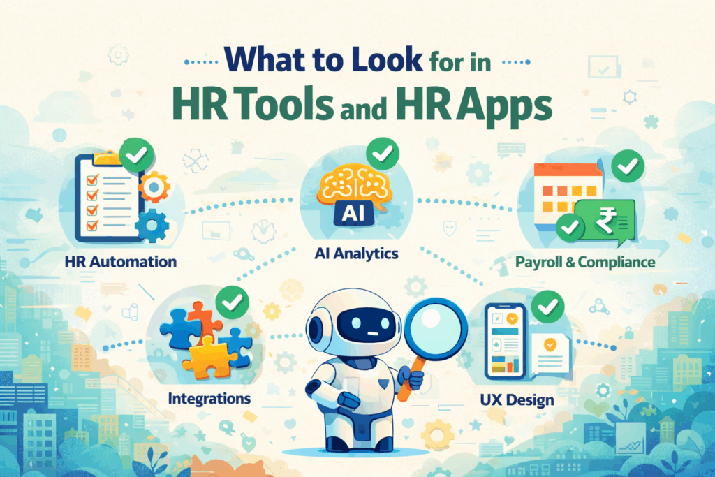What to look for in HR tools and HR apps including automation, AI analytics, payroll compliance, integrations and user experienc