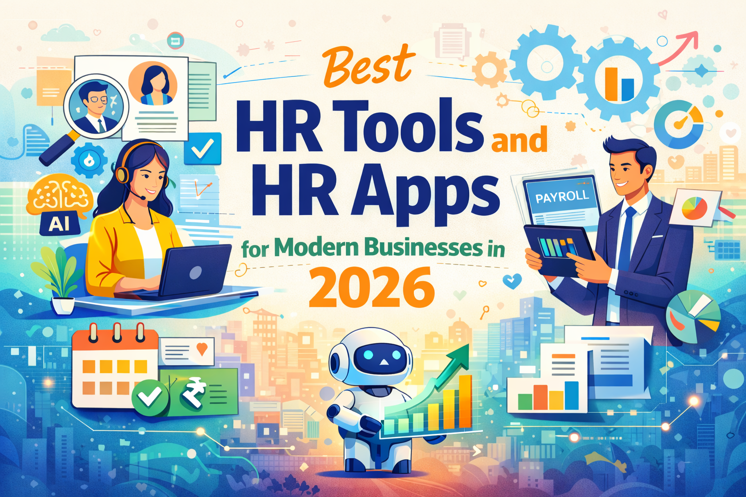 Best HR tools and HR apps for modern businesses in 2026 featuring AI hiring, payroll automation and HR analytics